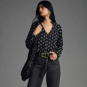 Pilcro The Tavi Embroidered Button Down Blouse Lightweight Boho Chic Sz: M